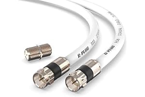 G-PLUG 6FT RG6 Coaxial Cable Connectors Set – High-Speed Internet, Broadband, Digital TV Aerial, Satellite Extension – Weather-Sealed Double Rubber O-Ring and Compression Connectors – White