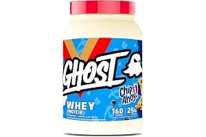 GHOST Whey Protein Powder, Chips Ahoy! - 2LB, 25G of Protein - Whey Protein Blend - ­Post Workout Fitness & Nutrition Shakes, Smoothies, Baking & Cooking - Cookie Pieces Inside