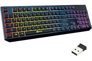 KLIM Chroma Wireless Gaming Keyboard RGB New - Long-Lasting Rechargeable Battery - Quick and Quiet Typing - Water Resistant Backlit Wireless Keyboard for PC PS5 PS4 Mac - Black