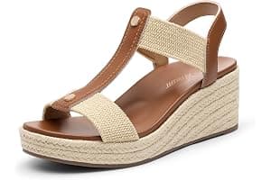 Athlefit Women's Espadrille Platform Wedge Sandals Comfortable Casual Open Toe Summer Dressy Arch Support Sandals with Elastic Strap