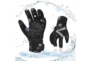 Vgo 1Pair -20℃/-4°F Warm Winter Mechanic Gloves, Cold Weather Waterproof Safety Work Gloves,Cold Storage or Freezer Use,w/3M Thinsulate Lining,Touchscreen(L, Black, SL8777FW)