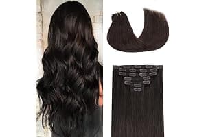 GOO GOO Clip in Hair Extensions Real Human Hair, Remy Human Hair Extensions Clip ins for Women, Natural Human Hair, 20inch 120g 7Pcs, 2 Dark Brown