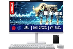 Lenovo All in One Desktop, Intel Ultra-Fast 4-Core CPU| 24'' FHD Display| 16GB RAM, 1TB Storage(512GB SSD On Board & 512GB External)| Wi-Fi 6| Bluetooth| RJ-45| Windows 11 | HDMI | Wireless KB & Mouse