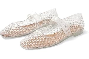 DOEYG Jelly Mary Ballet Flats for Women Jelly Sandals Shoes Women Beach Jellies Mary Jane Flats Ballerina Shoes
