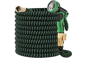 Expandable Garden Hose - 50 ft Expanding Water Garden Hoses, No Kink Lightweight Flexible Hose with 3/4" Solid Fittings and 4-Layer Latex Cores - 50ft Retractable Stretch Car Washing Pipes