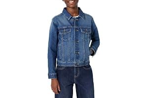 Amazon Essentials Unisex Kids' Medium Stretch Regular-Fit Denim Trucker Jacket for Boys and Girls