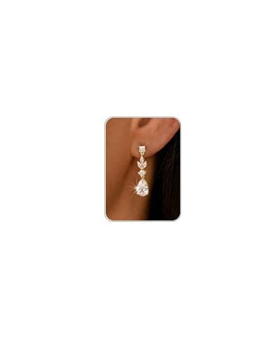 HANLI Dangle Earrings for Women – 14K Gold Plated Drop Earrings Sparkly Gold Dangle Earrings Elegant Dangling Earrings for Wedding Bridal Prom Jewelry