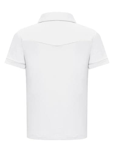 zdhoor Kids Girls Quick Dry Horse Riding Shirt Short Sleeve Equestrian T-Shirt Turn Down Collar Half Zip Riding Top White 14 Years — view 5