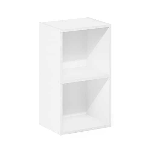 Furinno PASIR Book Shelf, 2-Tier Modern Bookshelf, Open Shelves Cube Bookcase, 9 x 12 x 21, Easy Assembly, Closed Back, for Living Room, Bedroom, Home Office, Plain White — view 4