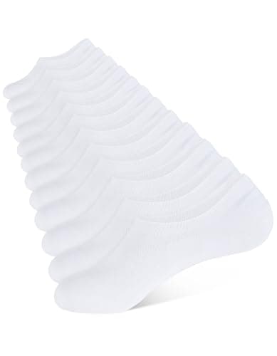 CLOSEMATE No Show Socks for Men & Women 6 Pairs Low Cut Non Slip Cotton Invisible Casual Comfort Thin Socks(6 White, Size M)