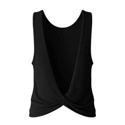 Tank Tops for Women Open Back Athletic Workout Yoga Top Sleeveless Backless Summer Slim Basic Cami Shirts 2026 Plus Size Tank Tops for Women Black L — view 5