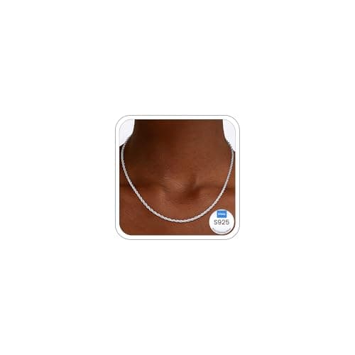Girluky 925 Sterling Silver Chain Necklace for Women, 2MM Rope Chains Silver Chain for Women Sturdy Sterling Silver Necklace, 18 Inch