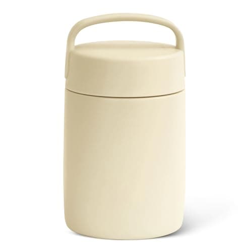 Amazon Basics Insulated Stainless Steel Food Jar, For Hot and Cold, Leak Proof, 16 oz., Ivory