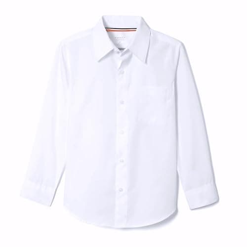 French Toast Boys' Expandable Collar Button Down Dress Shirt with Long Sleeves, White, 12