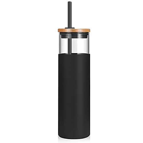 Tronco 28oz Glass Tumbler Glass Water Bottle Straw Silicone Protective Sleeve Bamboo Lid — view 2