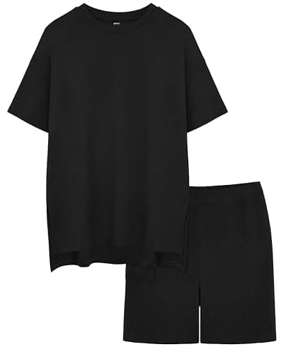 RUBZOOF Lounge Sets for Women 2 Piece Summer Outfits 2026 Comfy Airport Travel Loungewear Casual Shorts Set Black L — view 5