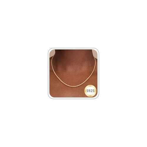 Girluky 14K Gold Plated Chain Necklace for Women, 1.5MM Rope Chains 14K Gold Plated Chain for Women Sturdy & Durable Women's Chains Necklace 18 Inch