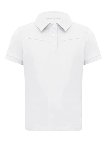 zdhoor Kids Girls Quick Dry Horse Riding Shirt Short Sleeve Equestrian T-Shirt Turn Down Collar Half Zip Riding Top White 14 Years — view 4