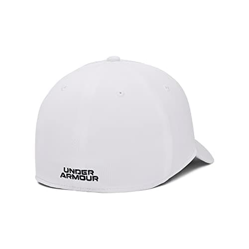 Under Armour Men's Blitzing Cap Stretch Fit, (100) White / / Black, Small-Medium