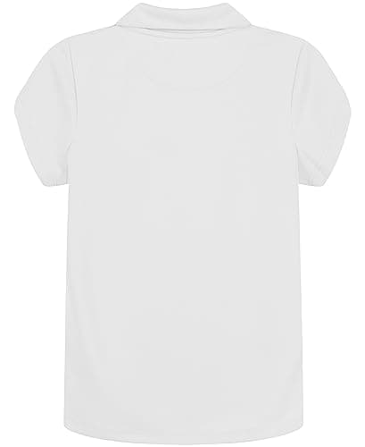 Nautica Girls School Uniform Short Sleeve Performance Polo Shirt, White, 8 10 US