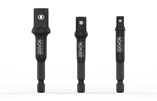 LEXIVON Impact Grade Socket Adapter Set, 3" Extension Bit with Holder | 3-Piece 1/4", 3/8", and 1/2" Drive, Adapt Your Power Drill to High Torque Impact Wrench (LX-101) — view 5
