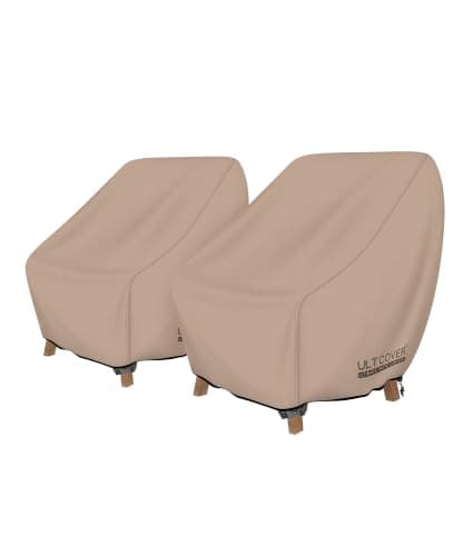 ULTCOVER Waterproof Patio Chair Cover – Outdoor Lounge Deep Seat Single Lawn Chair Cover 2 Pack Fits Up to 28W x 30D x 32H inches
