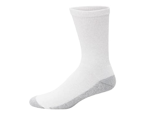 Hanes Mens Double Tough Socks, 12-pair Pack Crew Socks, White/Grey Foot Bottom, 6-12 — view 3