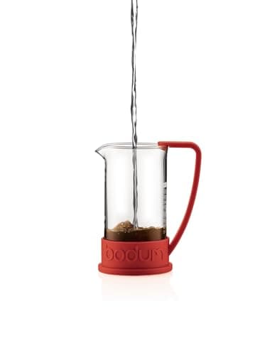 Bodum 34oz Brazil French Press Coffee Maker, High-Heat Borosilicate Glass, Red - Made in Portugal — view 2