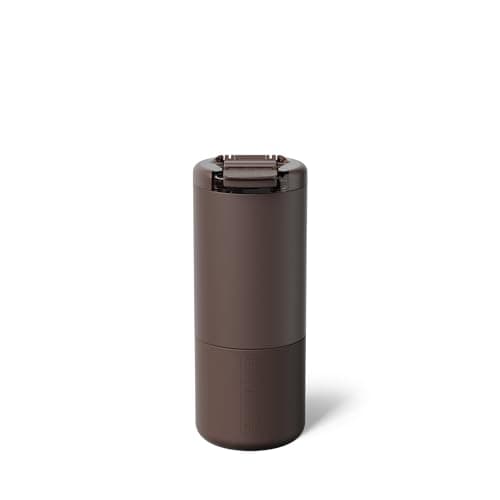 BrüMate Strova 18oz 100% Leakproof Insulated Coffee Mug | Ceramic-Lined Interior | Built-In Silicone Sleeve for Travel | Locking Flip Lid (Java)
