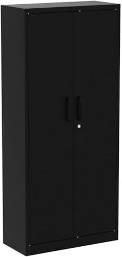 Yizosh Metal Garage Storage Cabinet with 2 Doors and 5 Adjustable Shelves - 71" Steel Lockable File Cabinet, Tool Cabinets for Office,Home,Garage,Gym,School (Black) — view 5