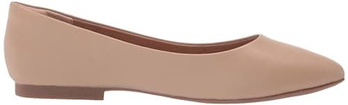 Amazon Essentials Women's Pointed-Toe Ballet Flat, Beige Faux Leather, 8 — view 5