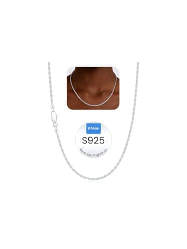 Girluky 925 Sterling Silver Chain Necklace for Women, 1.5mm Rope Chains Silver Chain for Women, Sturdy & Durable Sterling Silver Necklace, 18 Inch