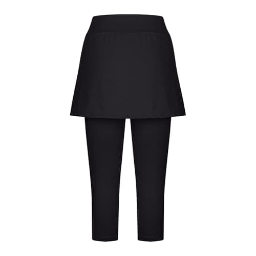 Skirted Leggings for Women Tennis Golf Skorts Capris Gym Tennis Yoga Pants Stretch Capri Leggings Workout Pant with Skirts — view 5