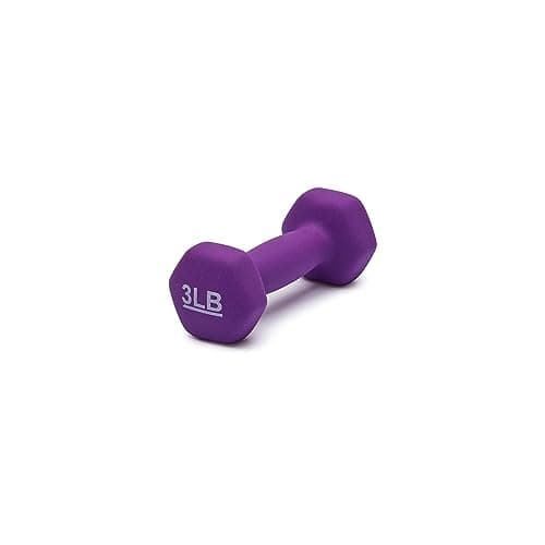 Amazon Basics Neoprene Dumbbell Hand Weights, Easy to Grip, 3 Pounds, Purple, Pair