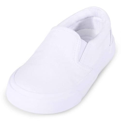Harvest Land Toddler Slip-On Canvas Sneakers for Girls and Boys, Casual Kids Shoes - Lightweight, Breathable White Size US9