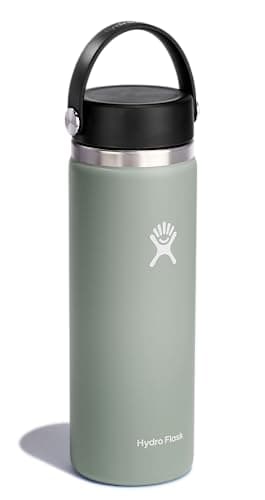 Hydro Flask Water Bottle - Insulated Stainless Steel - Wide Mouth Flex Lid, Non Spill, Leakproof and Refillable in 20 Oz Agave