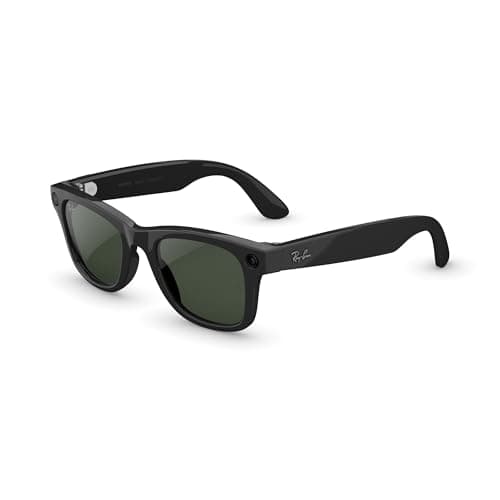 Ray-Ban Meta (Gen 2); Wayfarer; Shiny Black | Smart AI Glasses for Men; Women — 2X Battery Life — 3K Ultra HD Resolution and 12 MP Wide Camera; Audio; Video — Transitions® Graphite Green Lenses