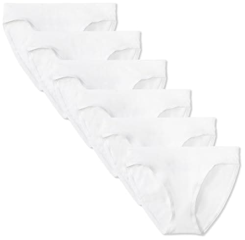 Amazon Essentials Women's Cotton Stretch Bikini Panty, 6-Pack White, Large