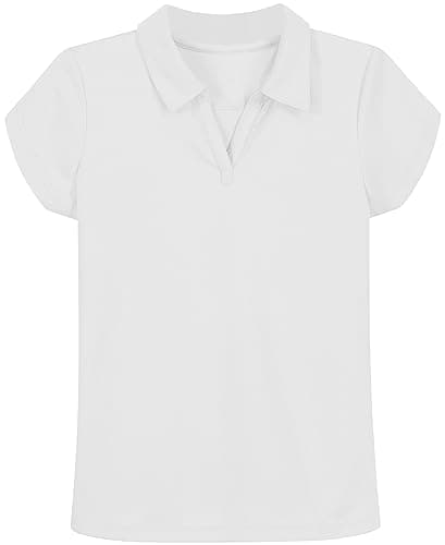 Nautica Girls School Uniform Short Sleeve Performance Polo Shirt, White, 8 10 US