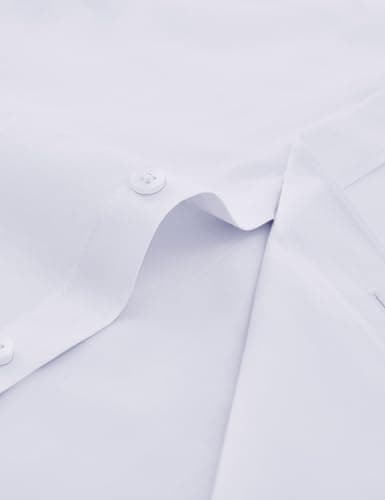 Marvelous World Boys' Long Sleeve Solid Buttoned Cuffs Dress Shirt Kids Casual Button Down Shirts White Size 8 — view 6