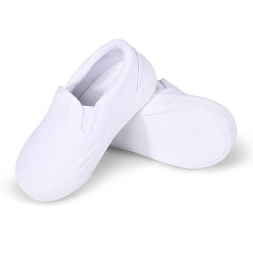 Harvest Land Toddler Slip-On Canvas Sneakers for Girls and Boys, Casual Kids Shoes - Lightweight, Breathable White Size US7 — view 8
