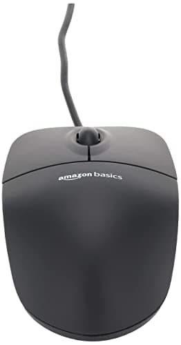 Amazon Basics 3-Button USB Wired Computer Mouse (Black), 1-Pack — view 5
