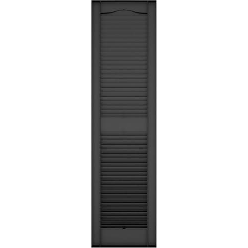 14 1/2"W x 64"H Lifetime Vinyl, Standard Cathedral Top Center Mullion, Open Louver Shutters, w/Installation Shutter-Lok's & Matching Screws (Per Pair), Black — view 4
