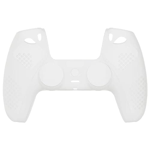 eXtremeRate PlayVital Glow in Dark - Green 3D Studded Edition Anti-Slip Silicone Cover Skin for ps5 Controller, Soft Rubber Case Protector for ps5 Wireless Controller with 6 Black Thumb Grip Caps