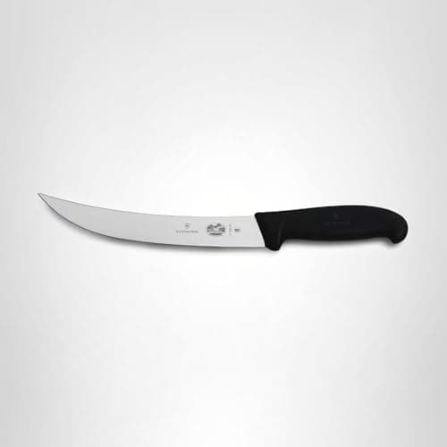 Victorinox Fibrox 8-Inch Curved Breaking Knife, Black - Swiss Made Butcher Knife, High Carbon Stainless Steel, Non-Slip Fibrox Pro Handle — view 2