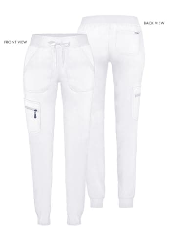 Adar Pro Scrubs for Women - Ultimate Yoga Jogger Scrub Pants - P7104T - White - L — view 4