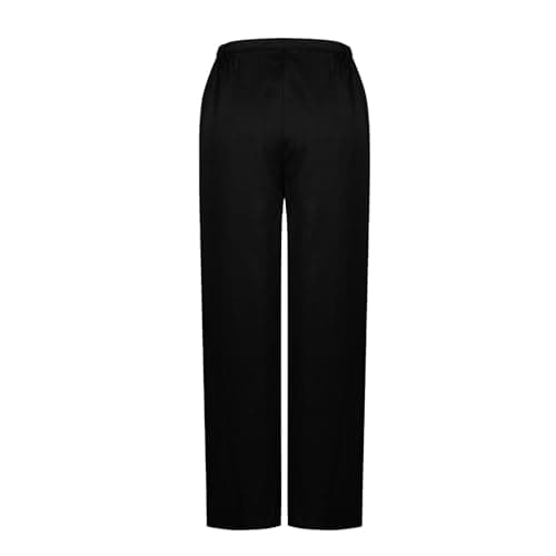 Womens Satin Wide Leg Dress Pants Silk Casual Dressy Flowy Long Pants Drawstring Elastic High Waisted Trousers S-3XL Black — view 6