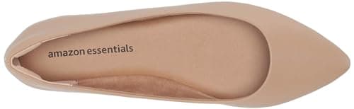 Amazon Essentials Women's Pointed-Toe Ballet Flat, Beige Faux Leather, 8 — view 4