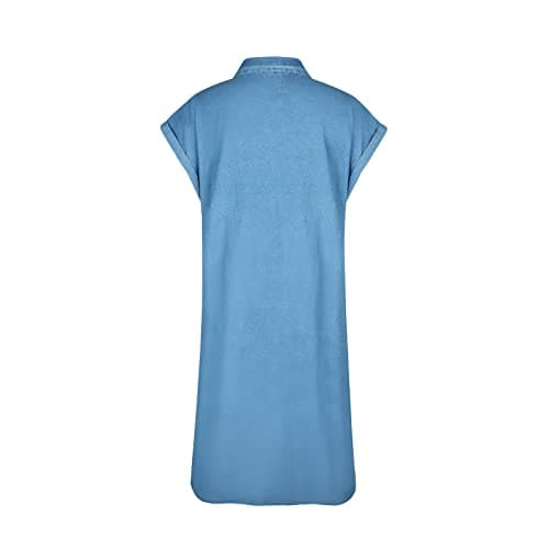 NaRHbrg Denim Dress for Women 2026 Trendy Button Down Short Sleeve Jean Dresses with Pockets Casual Loose Fit Comfy Sundress — view 3