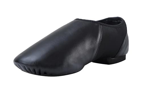 ARCLIBER Unisex PU Leather Slip On Jazz Shoe for Girls Boys Size Little Kid 1 Black